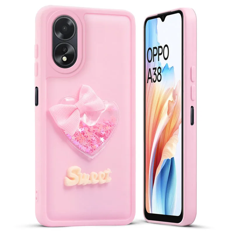 Bow Heart Cute Phone Back Cover for Oppo A38 4G