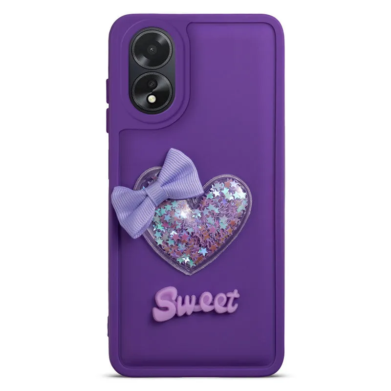 Bow Heart Cute Phone Back Cover for Oppo A38 4G