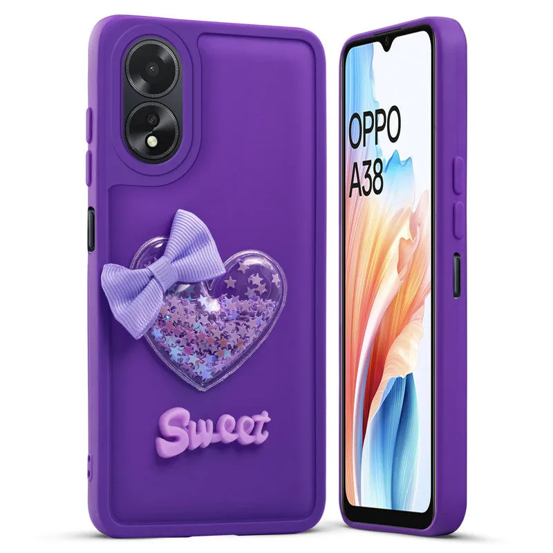 Bow Heart Cute Phone Back Cover for Oppo A38 4G