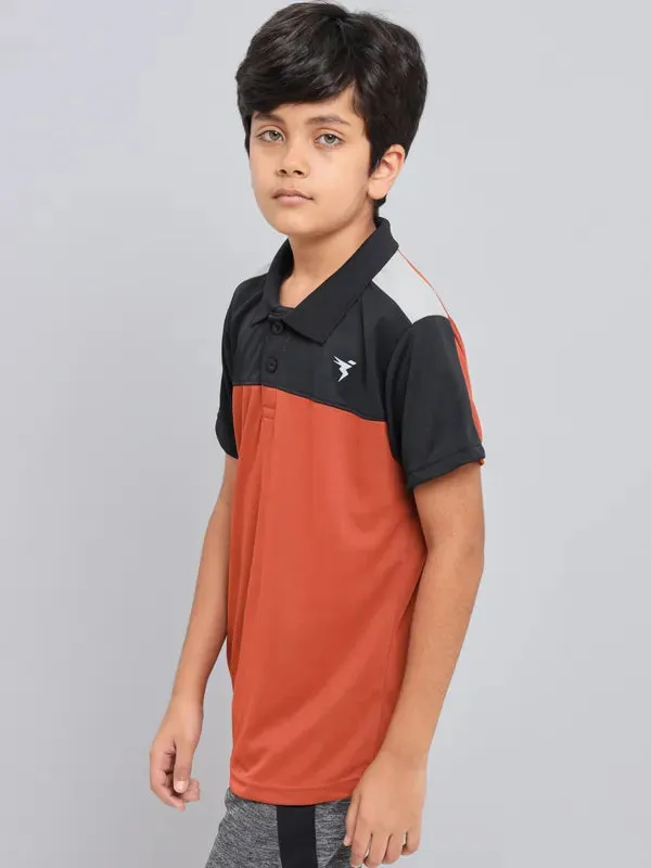 Boys Colorblock Slim Fit Polo T-shirt with TECHNO COOL 