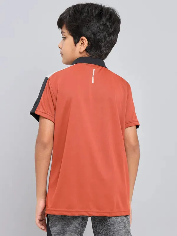 Boys Colorblock Slim Fit Polo T-shirt with TECHNO COOL 