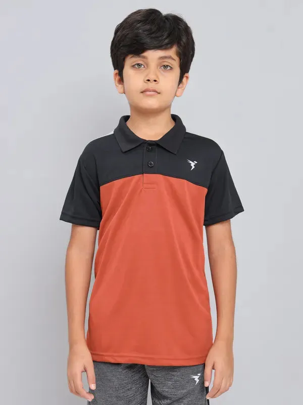 Boys Colorblock Slim Fit Polo T-shirt with TECHNO COOL 