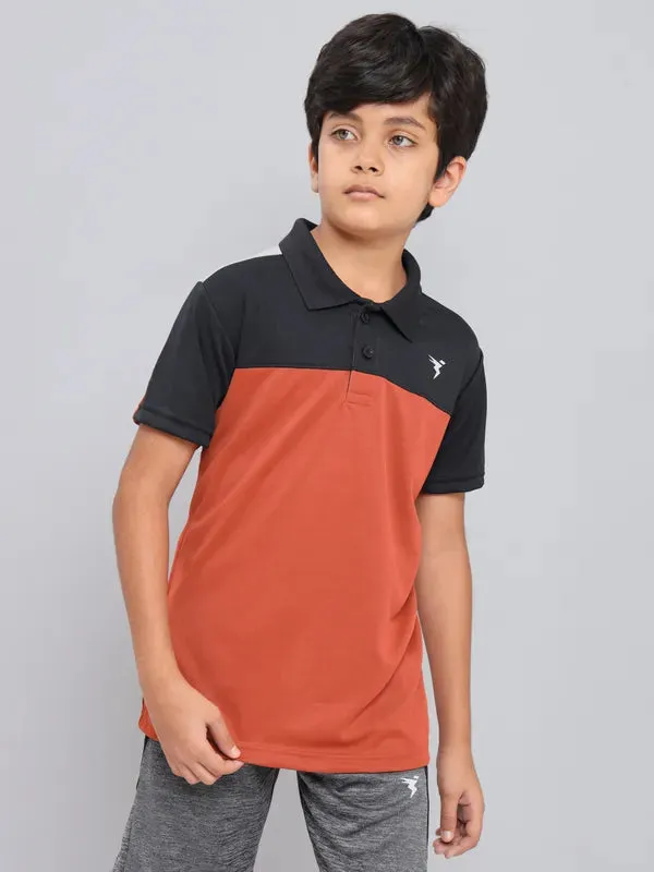 Boys Colorblock Slim Fit Polo T-shirt with TECHNO COOL 