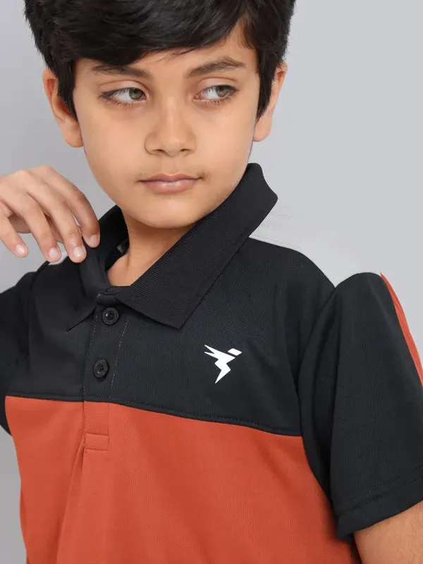 Boys Colorblock Slim Fit Polo T-shirt with TECHNO COOL 