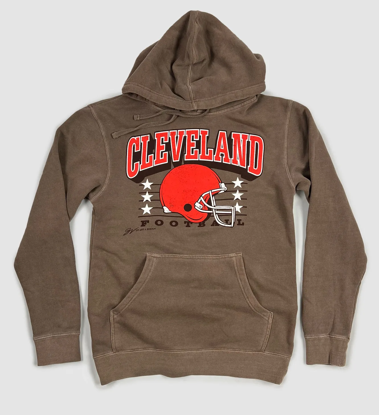 Brown Cleveland Football Vintage Hooded Sweatshirt