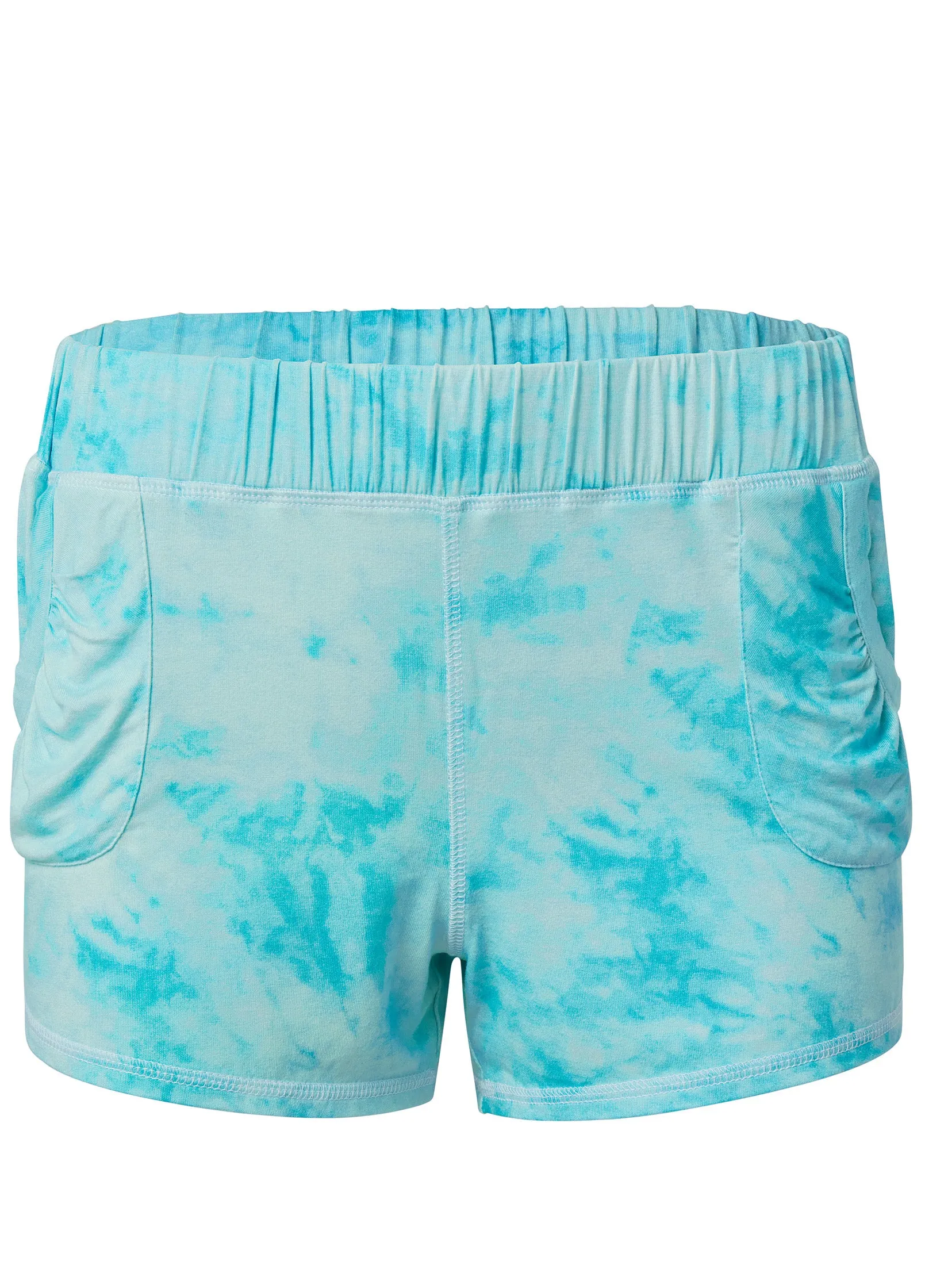 Butter Soft Pull-On Shorts - Aqua Reef & Pearl White