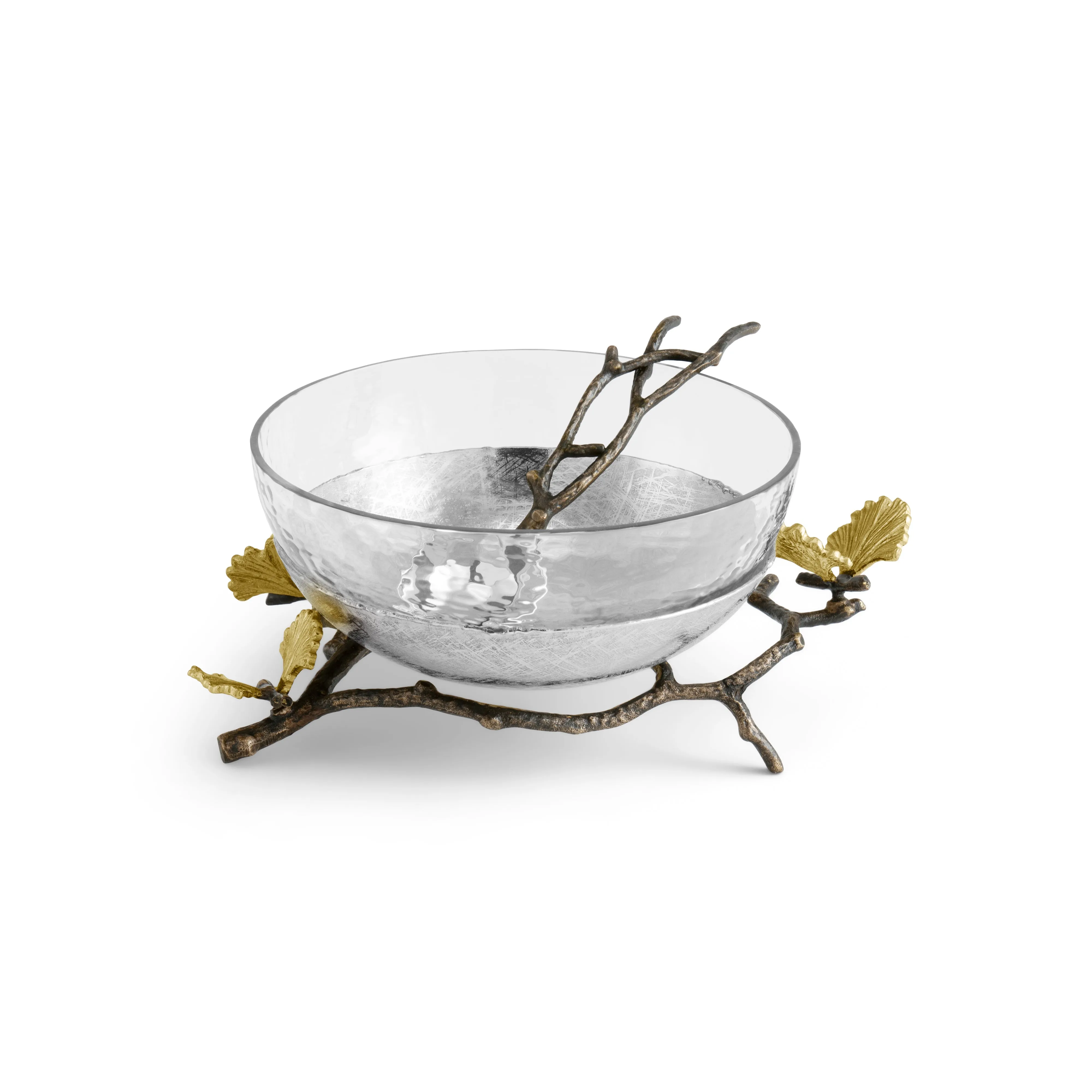 Butterfly Ginkgo Glass Nut Dish with Spoon