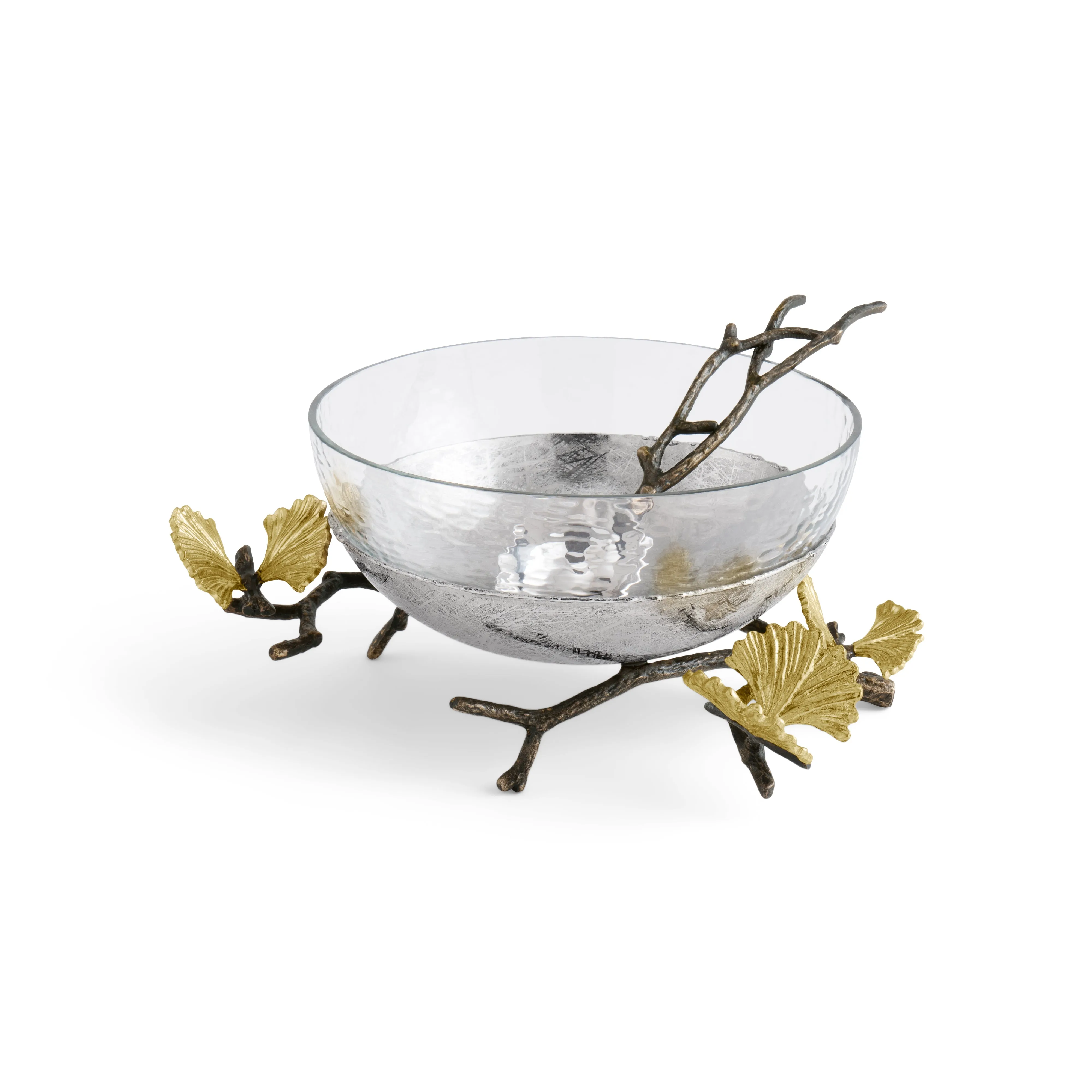 Butterfly Ginkgo Glass Nut Dish with Spoon