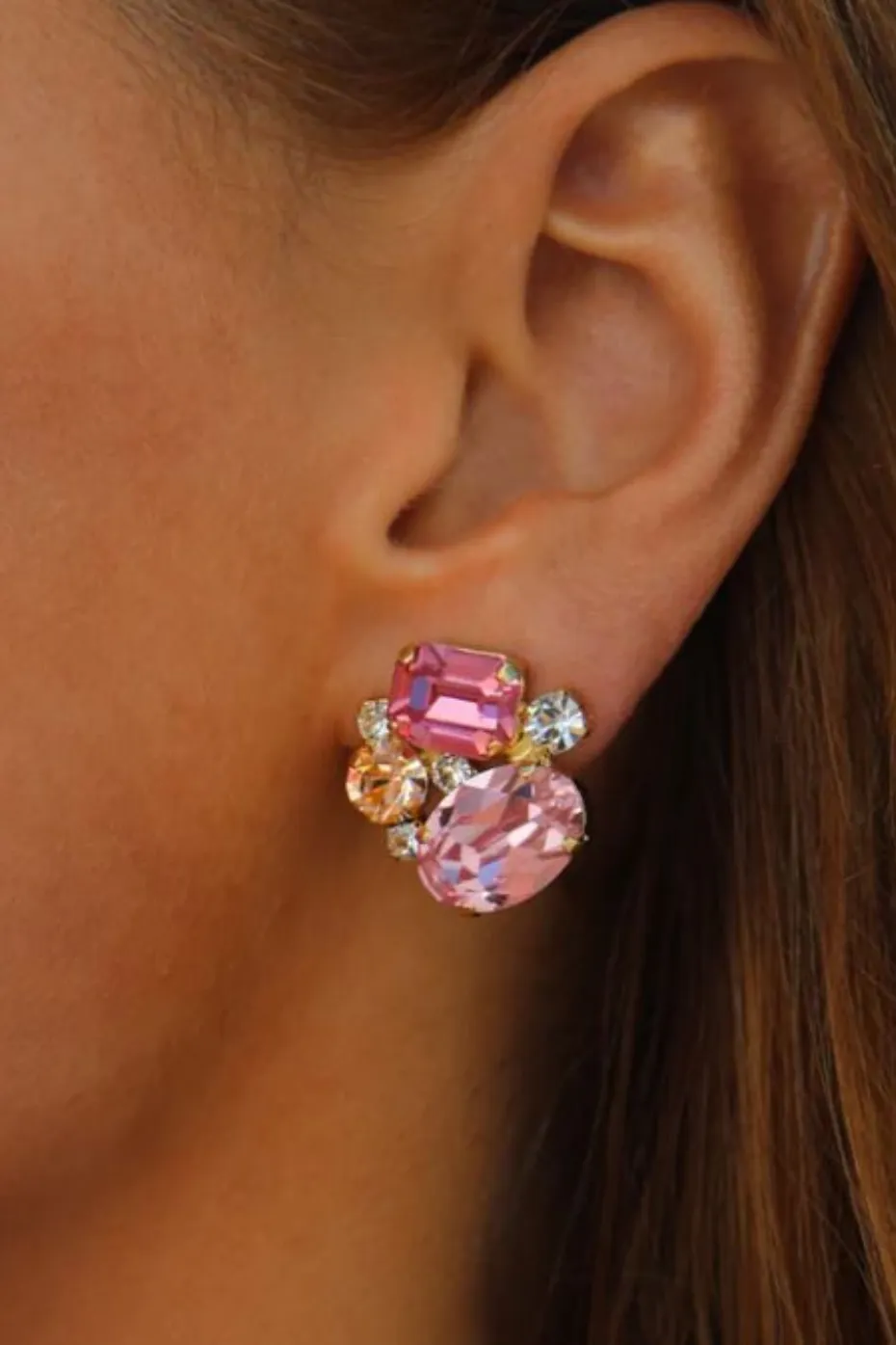 Caroline Svedbom Mini Carolina Earrings Gold Pink Combo