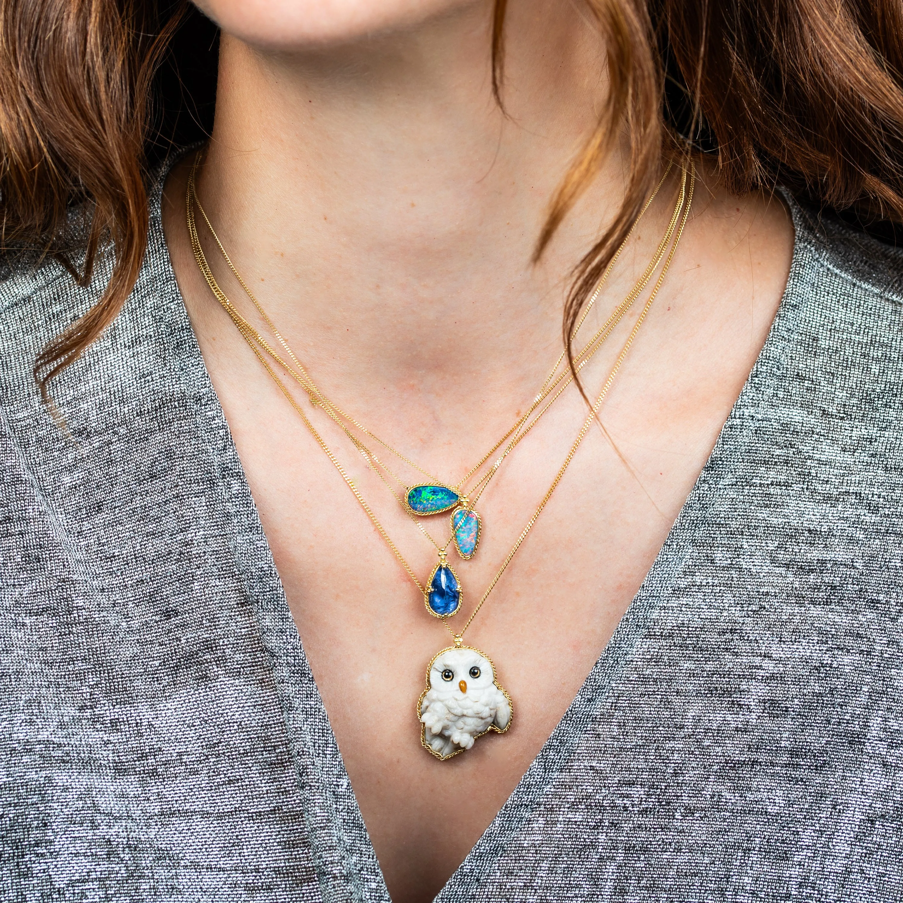 Carved Snowy Owl Necklace