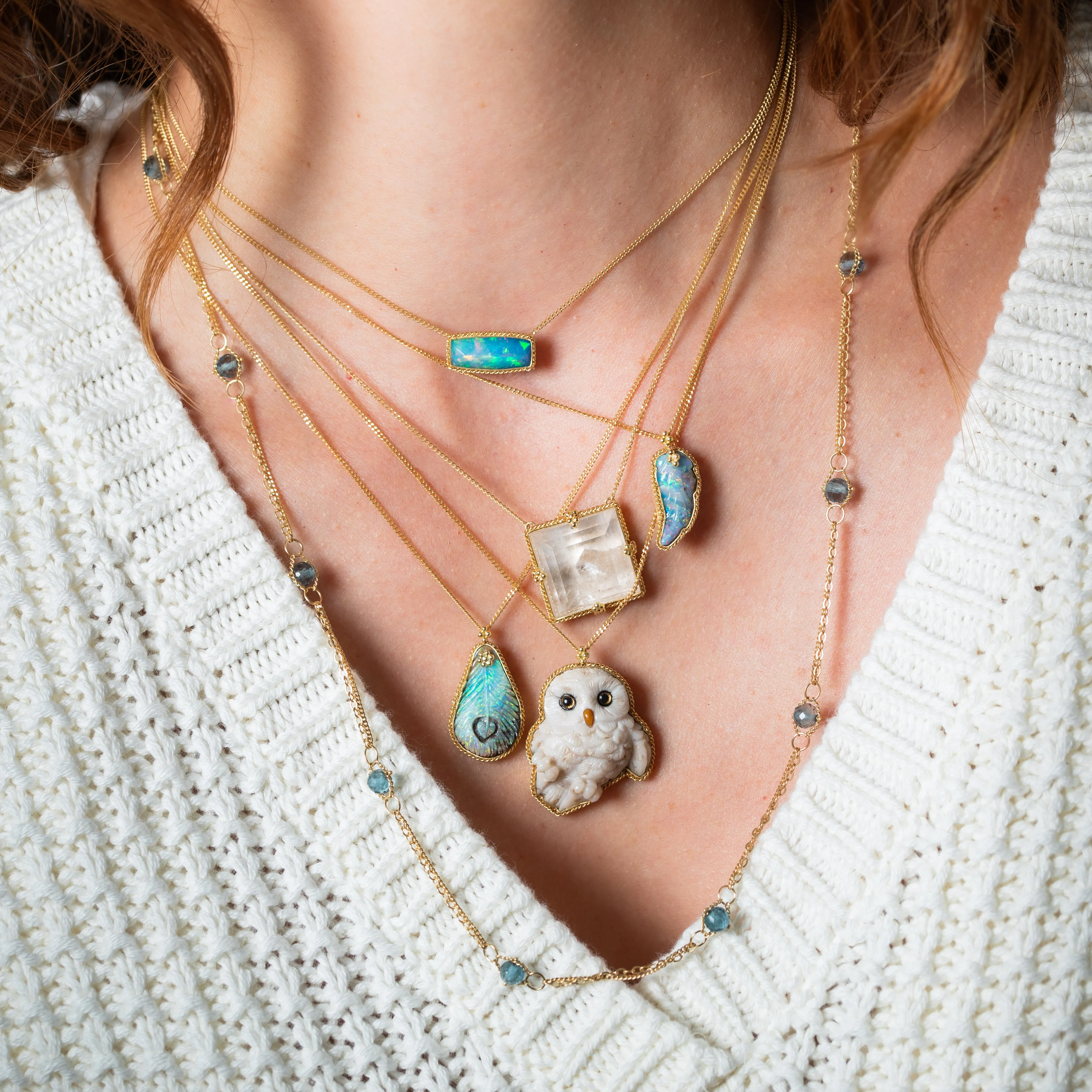 Carved Snowy Owl Necklace