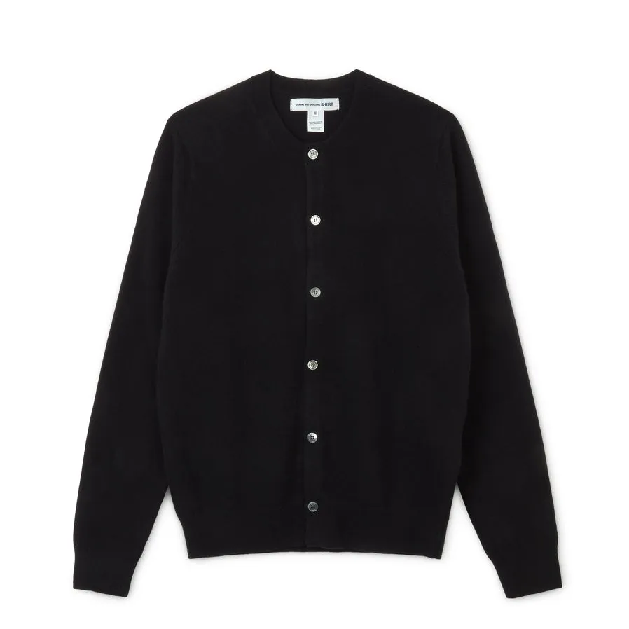 CDG Shirt Forever - Round Neck Lambswool Cardigan - (Black)