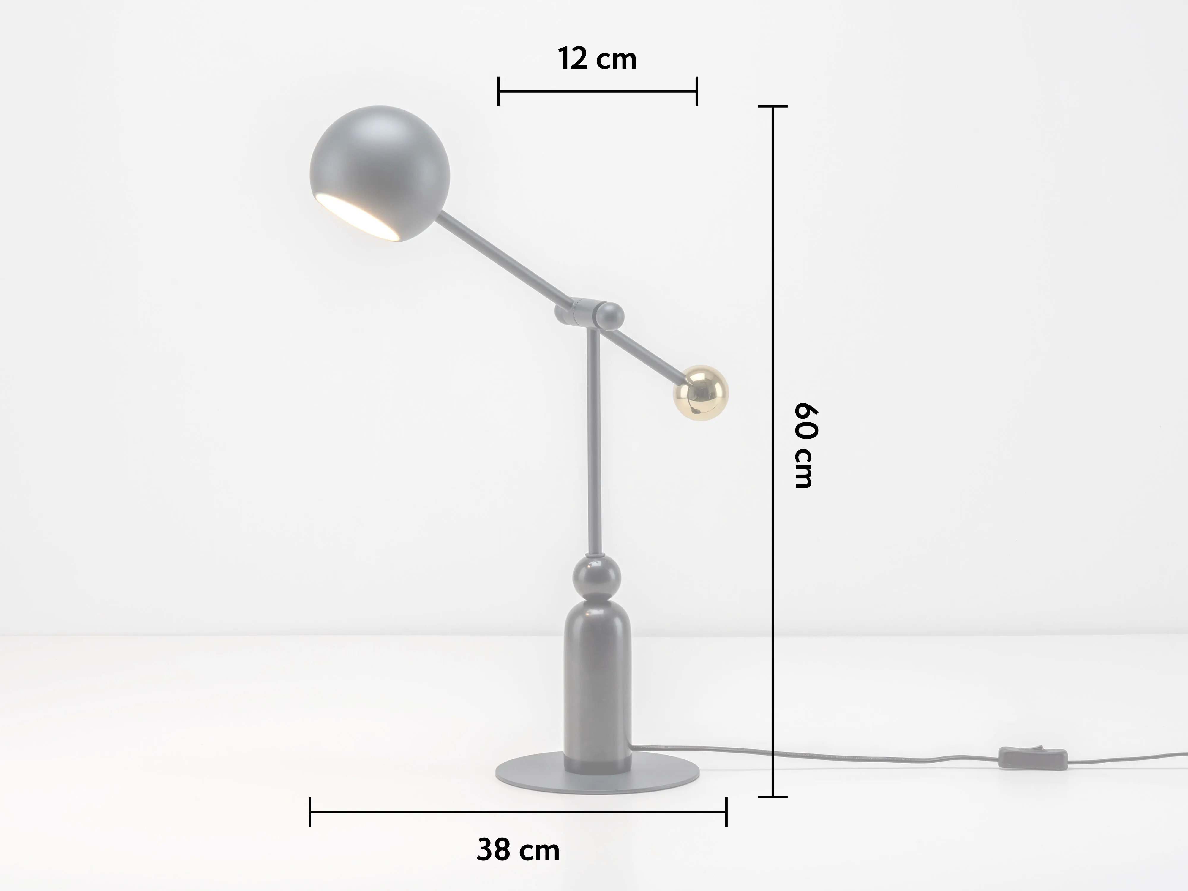 Charcoal grey marble LED task lamp