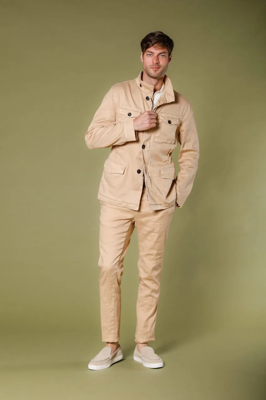 City Field giubbotto uomo in twill lino-cotone con tasconi e coulisse regular