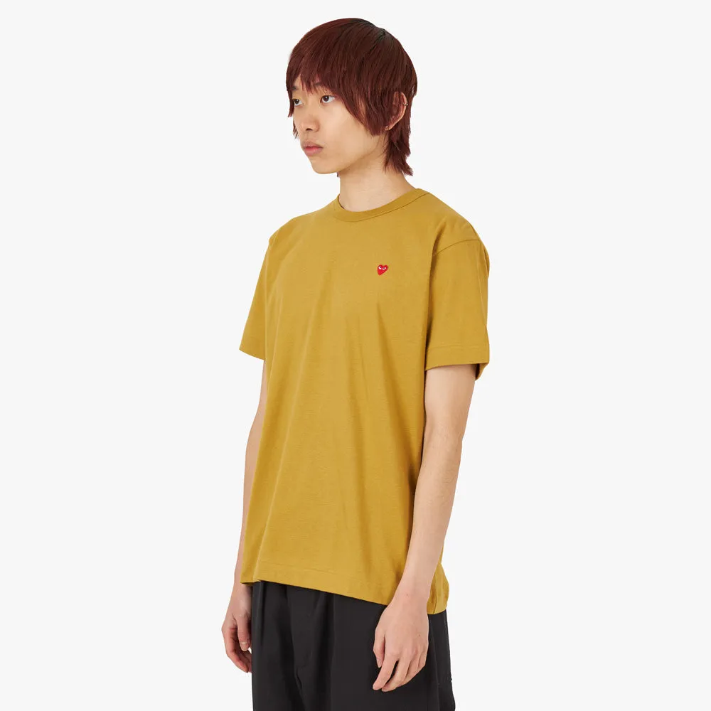 COMME des GARCONS PLAY Small Red Heart T-Shirt / Olive