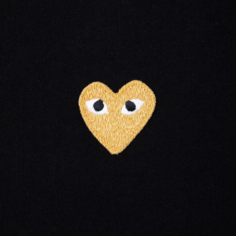 COMME des GARCONS PLAY T-Shirt Gold Heart / Black