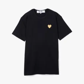 COMME des GARCONS PLAY T-Shirt Gold Heart / Black