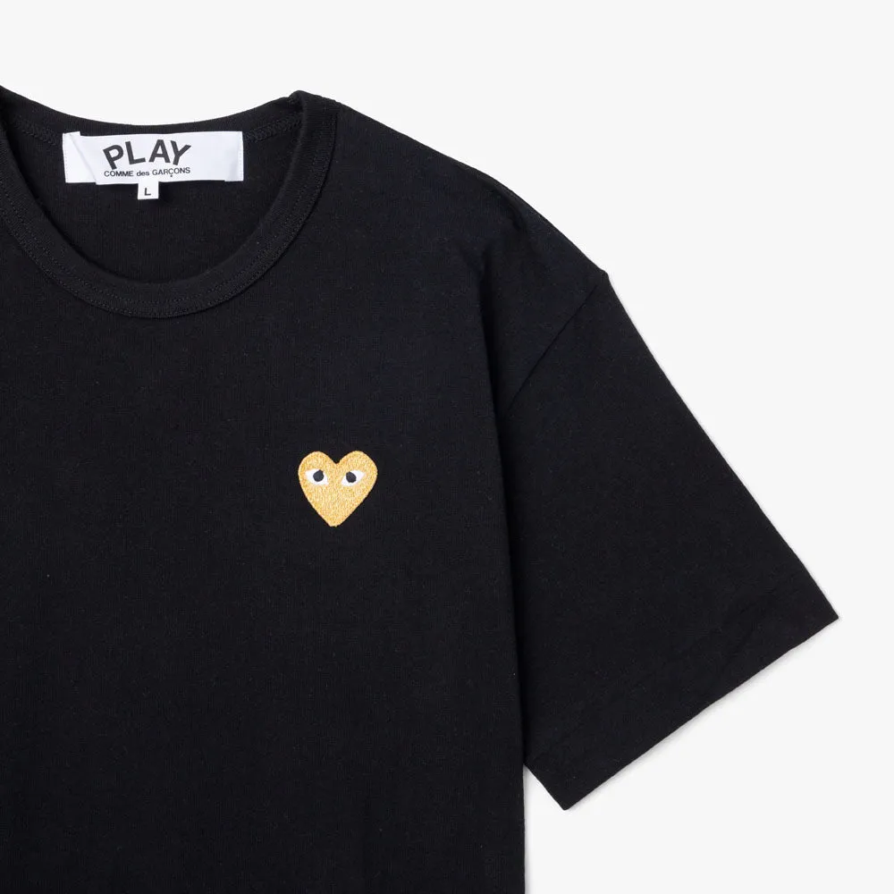 COMME des GARCONS PLAY T-Shirt Gold Heart / Black