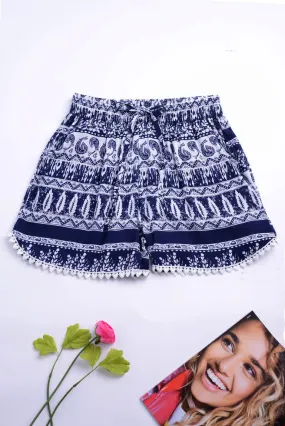 Crochet Detail Shorts in Aztec Print