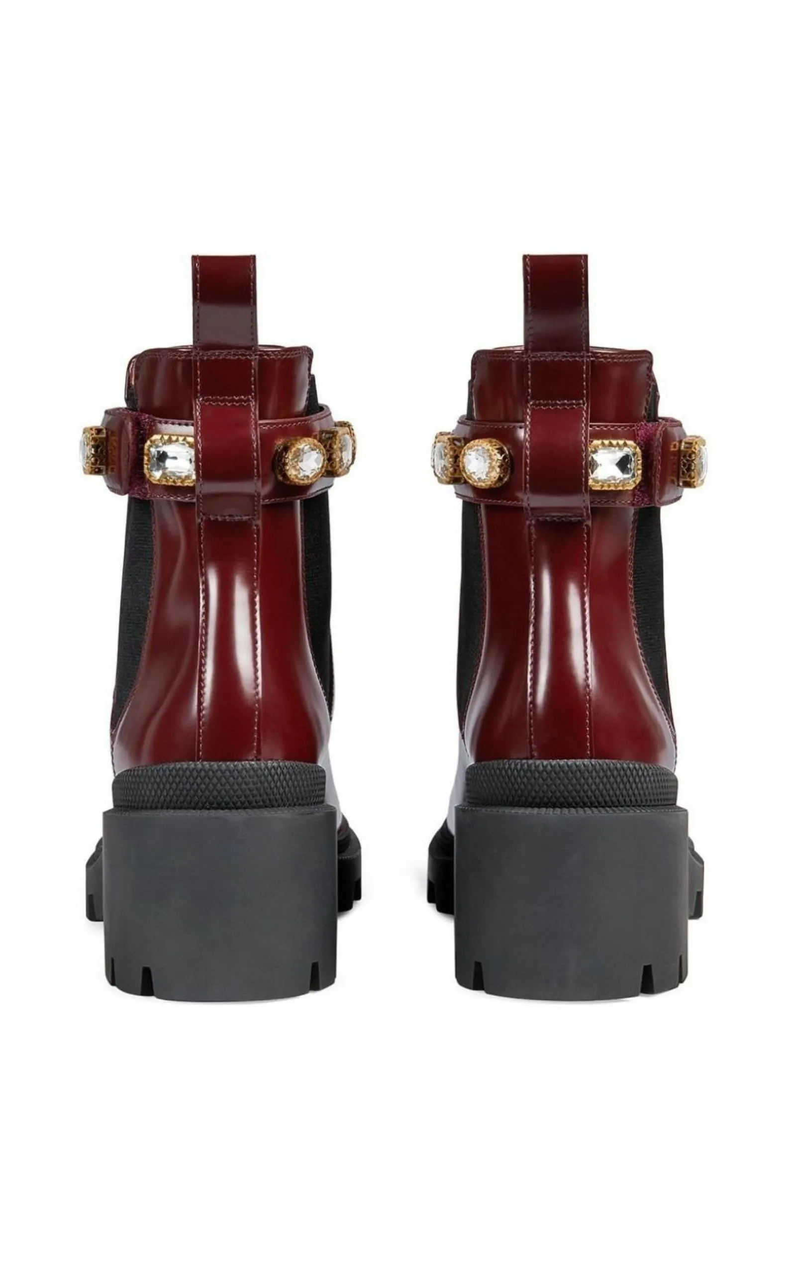 Crystal-embellished Ankle Leather Boots