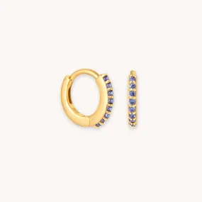 December Birthstone Huggies in Gold with Tanzanite CZ