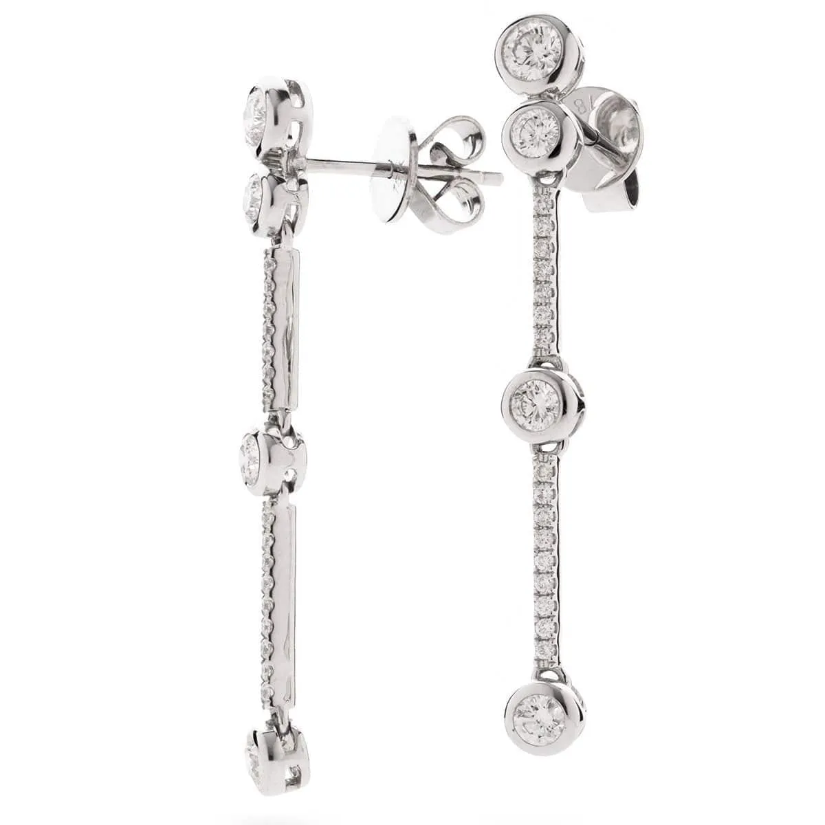 DIAMOND DROP EARRINGS IN 18K WHITE GOLD