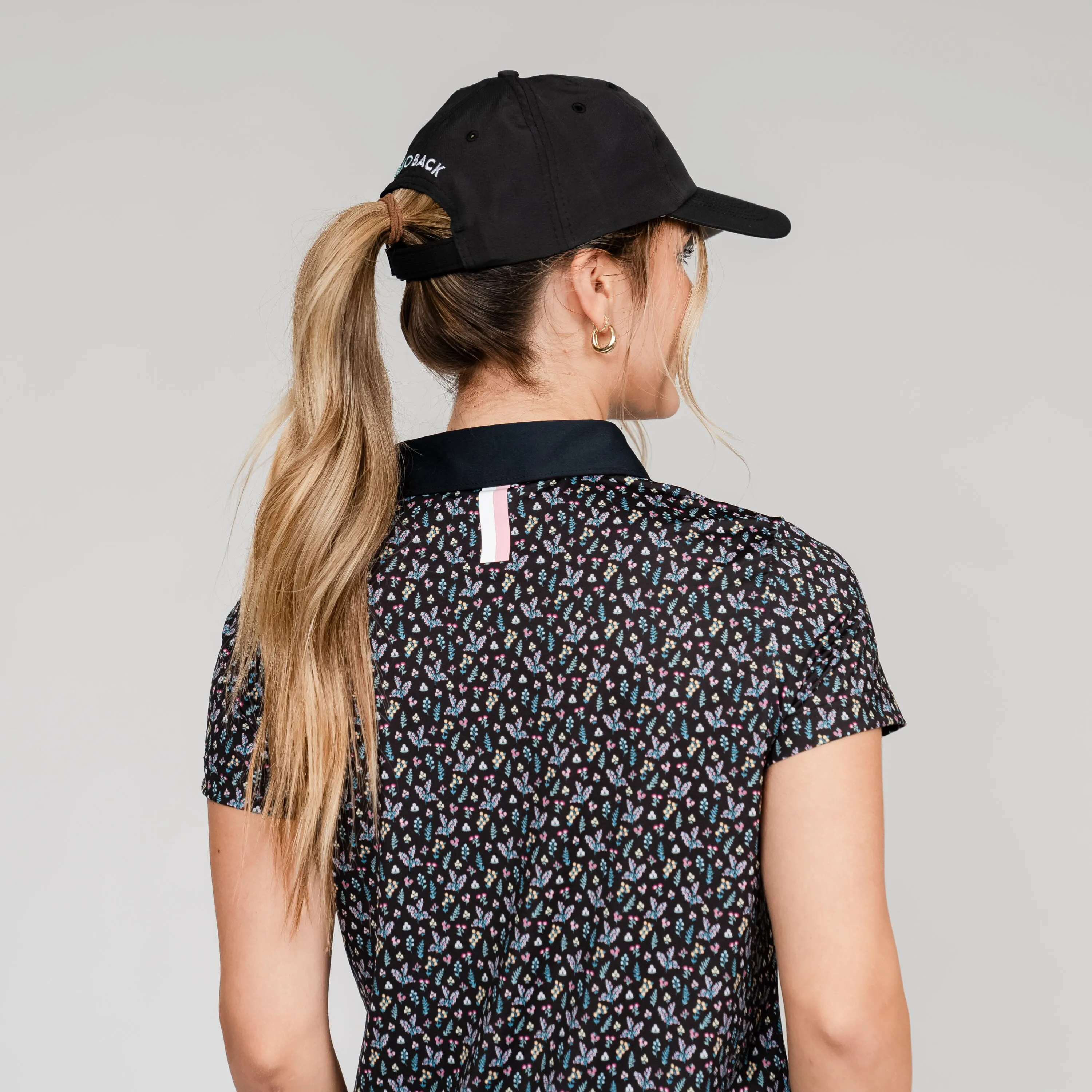 Ditsy Floral Performance Polo | The Ditsy Floral - Black