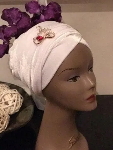 Double Velvet Turban headwraps - White (also available in other colours)