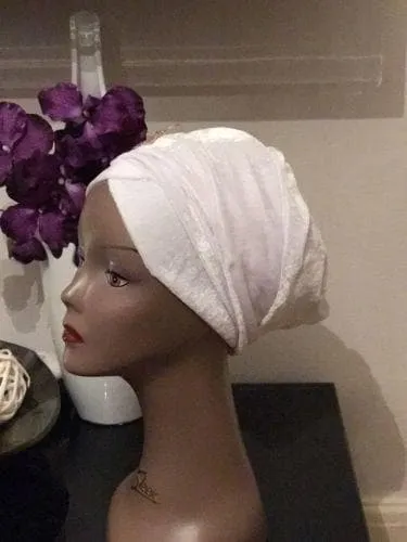 Double Velvet Turban headwraps - White (also available in other colours)