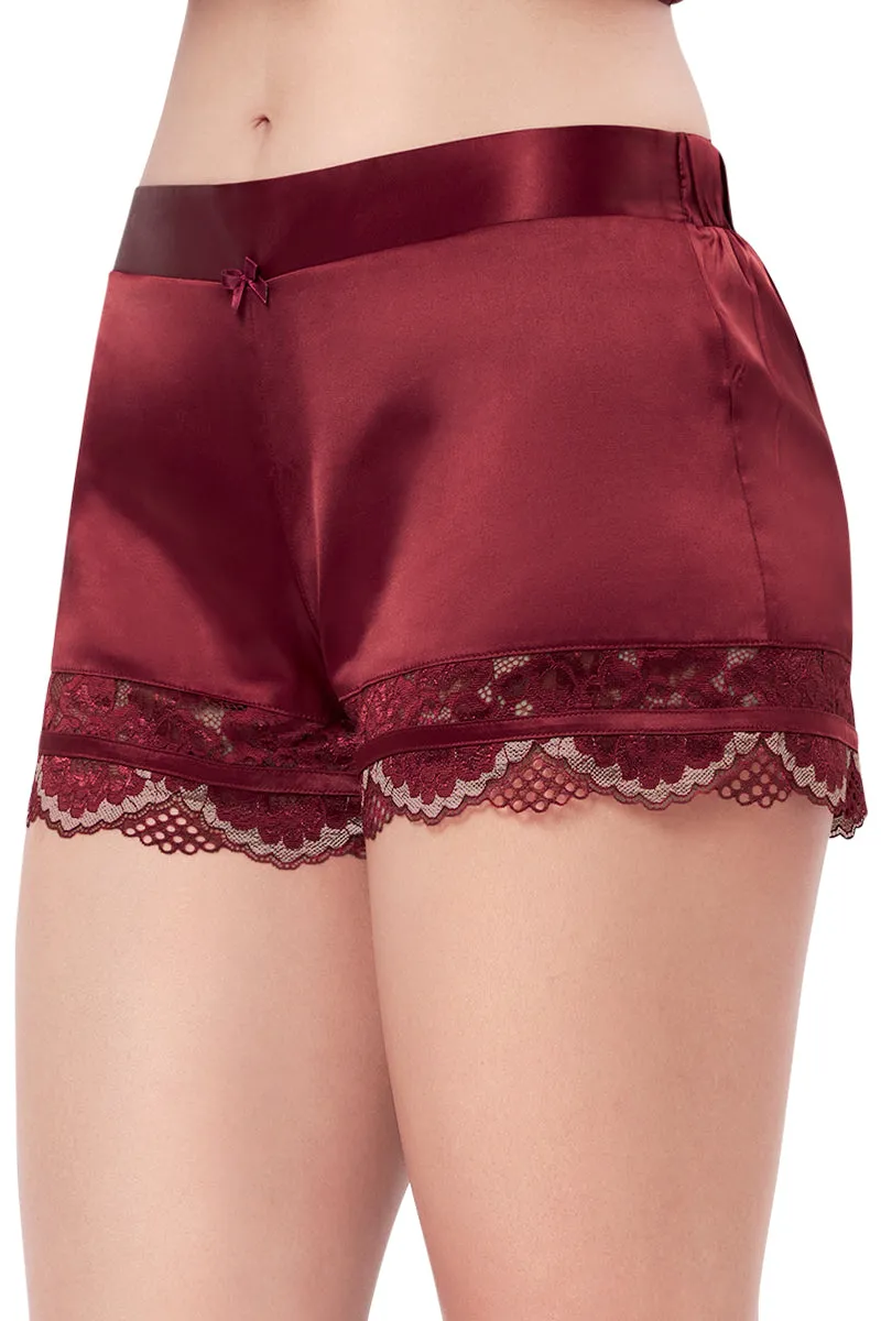 Eternal Bliss Solid Mid Rise Lounge Short - Red Berry