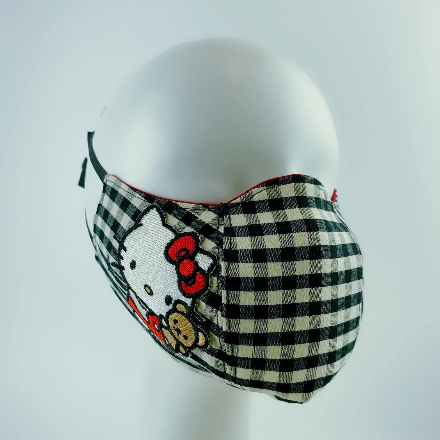 Face Mask 4 Protect Sanrio Hello Kitty with Daisy Flower on Black & White Checker