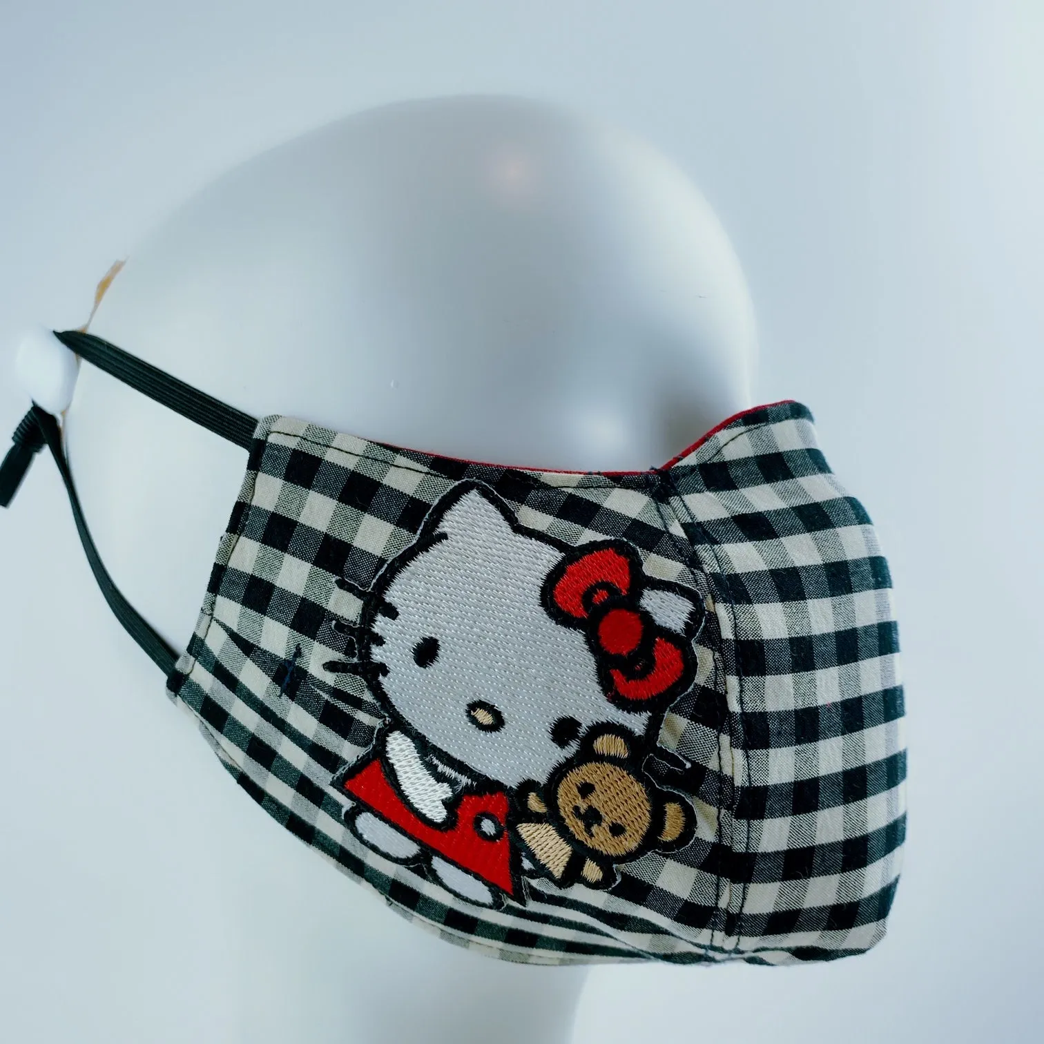 Face Mask 4 Protect Sanrio Hello Kitty with Daisy Flower on Black & White Checker