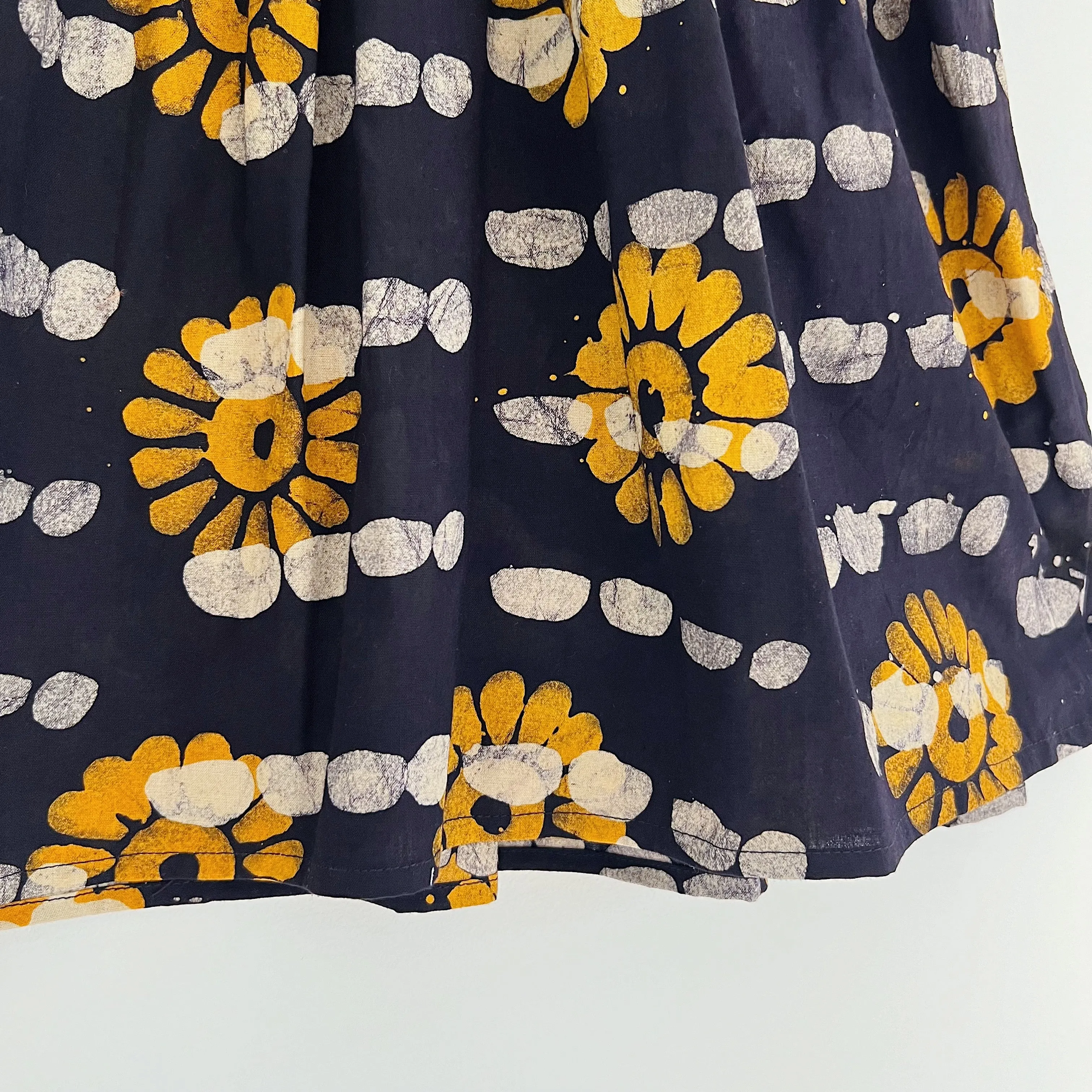 Fahari Bazaar | Girls Tank Dress in Yellow Sunflower Over Navy Print