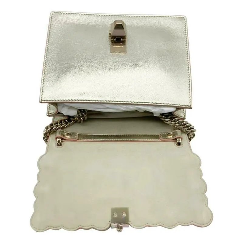 Fendi Small Kan I Metallic Gold Leather Shoulder Bag