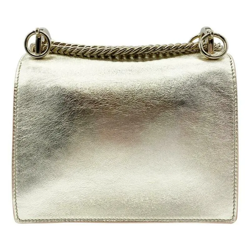 Fendi Small Kan I Metallic Gold Leather Shoulder Bag