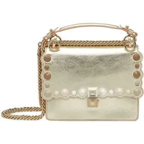 Fendi Small Kan I Metallic Gold Leather Shoulder Bag