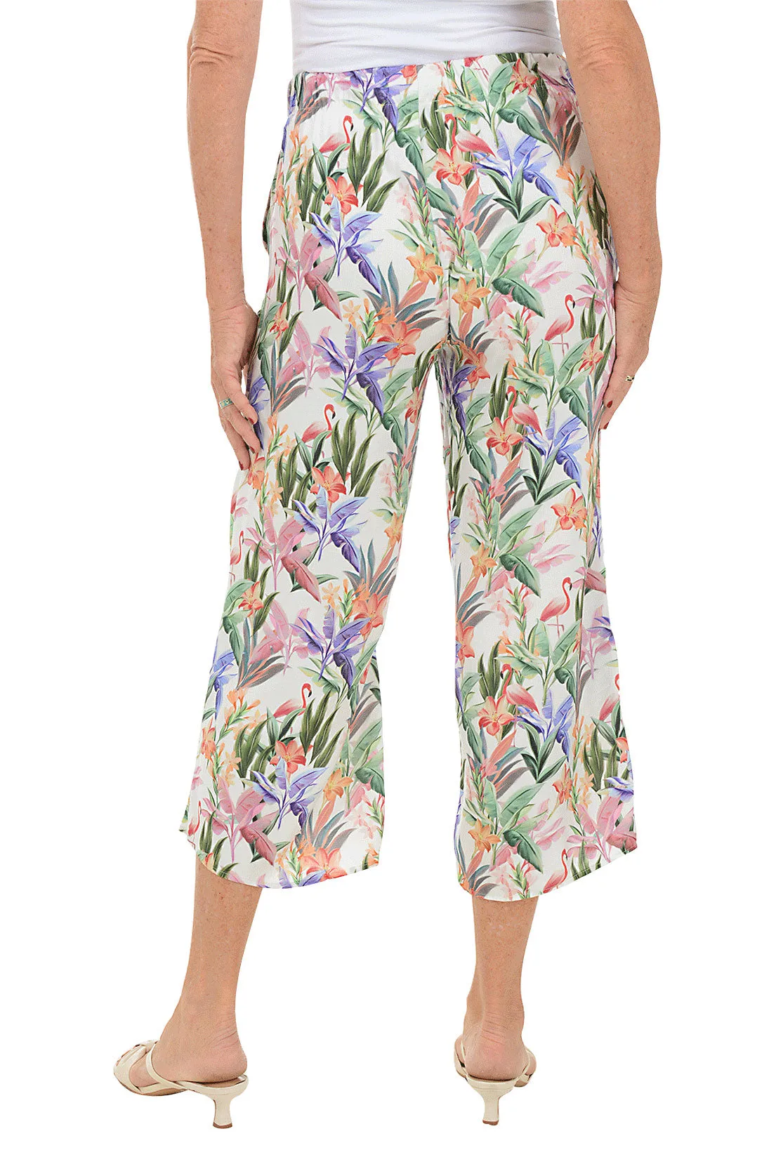 Flamingo Jungle Tulip Hem Capri