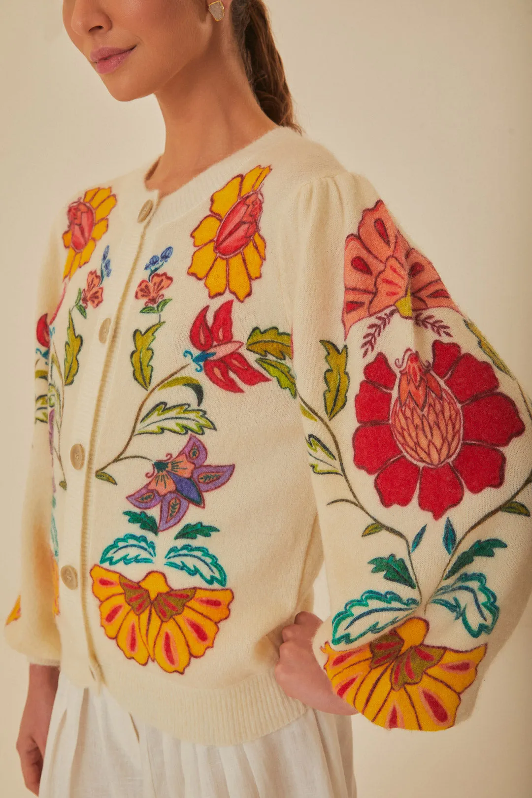 Floral Insects Knit Cardigan