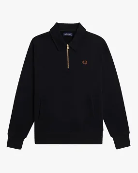 Fred Perry Half Zip Collared Sweatshirt - Black