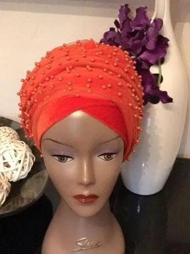 Fully Beaded  Double velvet Turban headwraps ....available in different colour