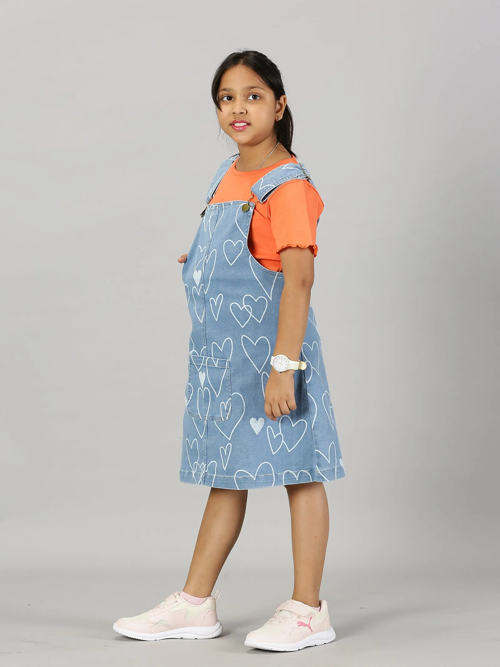 Girls Denim Dungaree Skirt