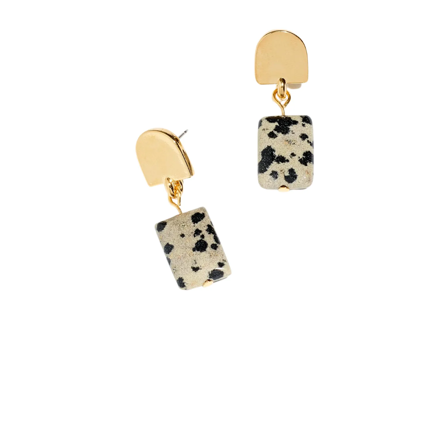 gold dome   dalmatian jasper earrings