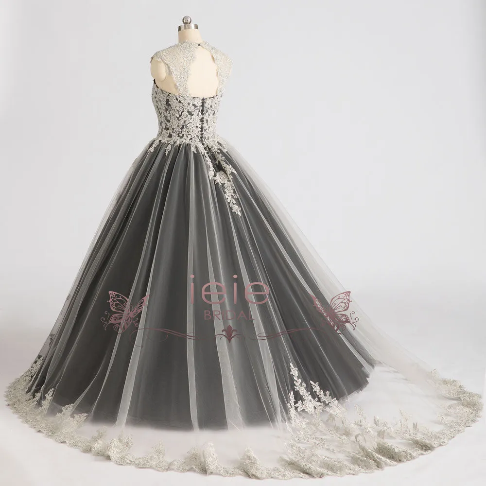 Gothic Gray Black Ball Gown Wedding Dress OCTOBER