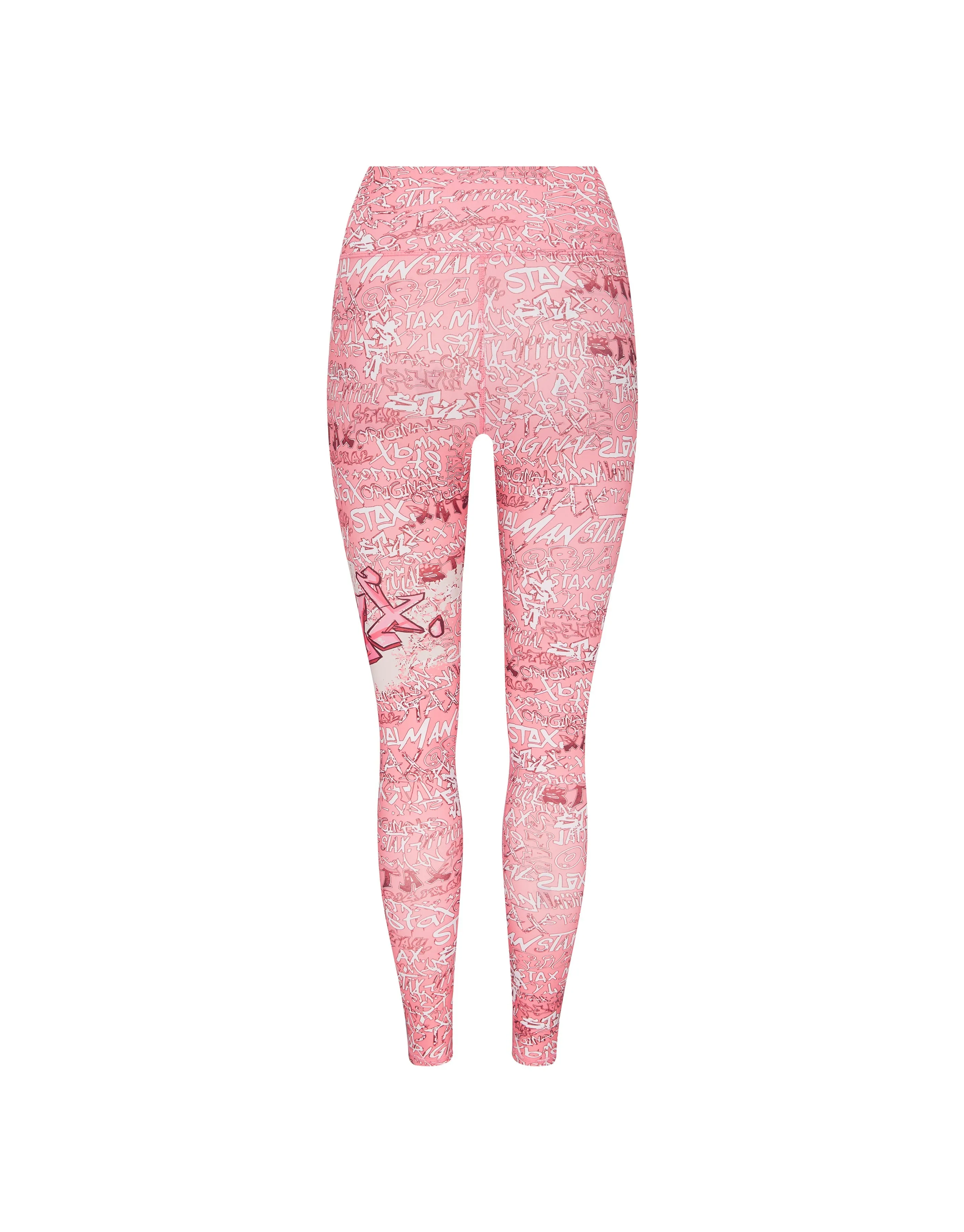 Graffiti Tights Full Length - Pink and White