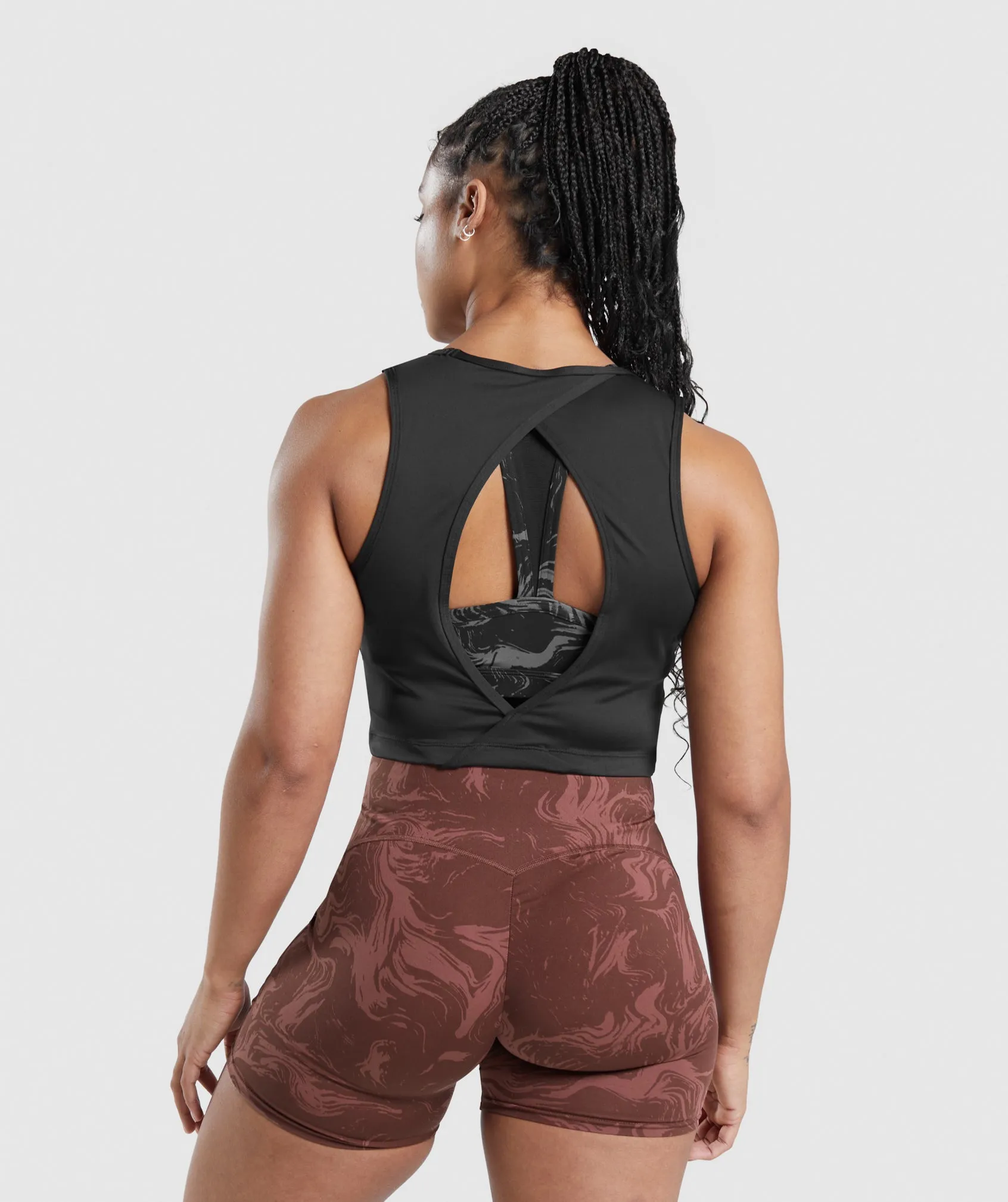 GS Power Open Back Cropped Tank - Black