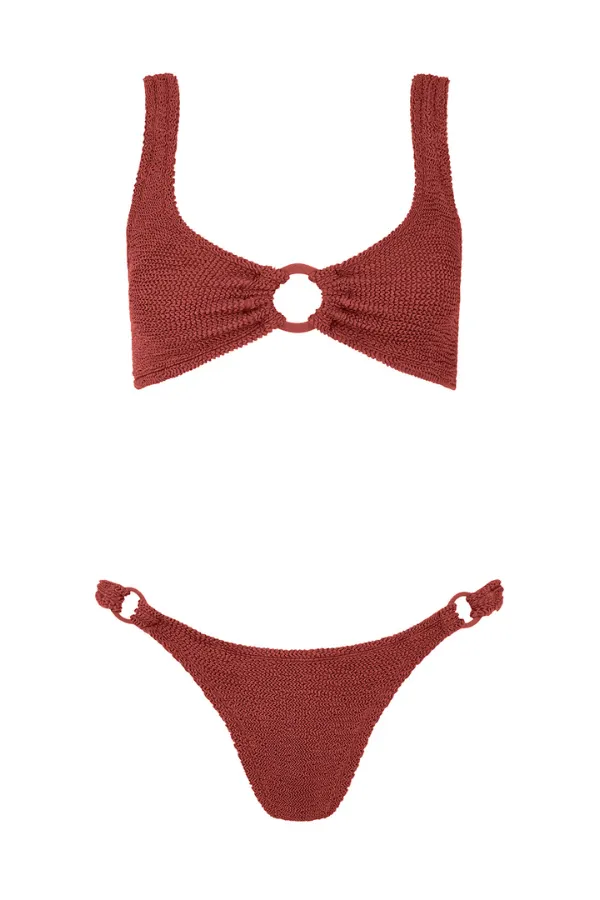 Hallie Bikini Metallic Rosewood