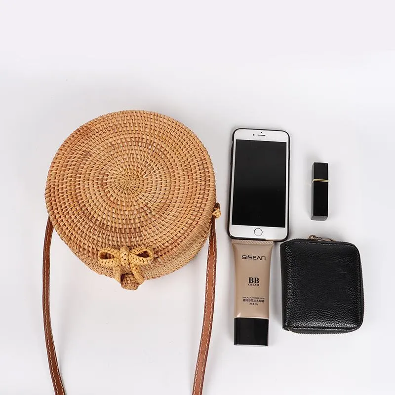 Handwoven Summer Rattan Bag Beach Cross Body Bag