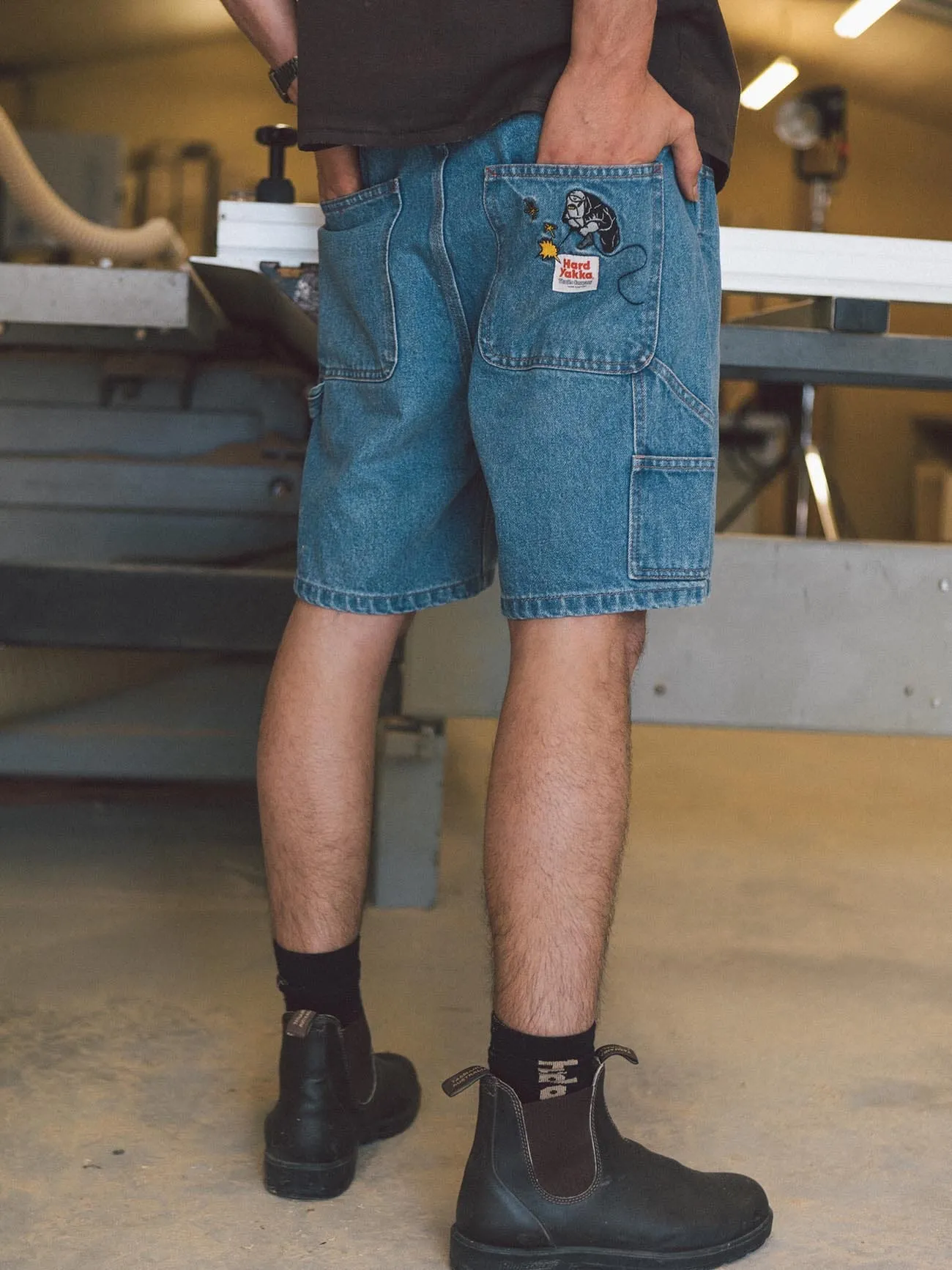 Hard Yakka X Thrills Carpenter Short - Drill Blue