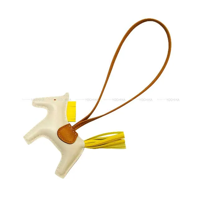 HERMES bag charm Rodeo PM Craie/Gold/Jaune de Naples Agneau Milo Stamp B[BRAND NEW][Authentic]