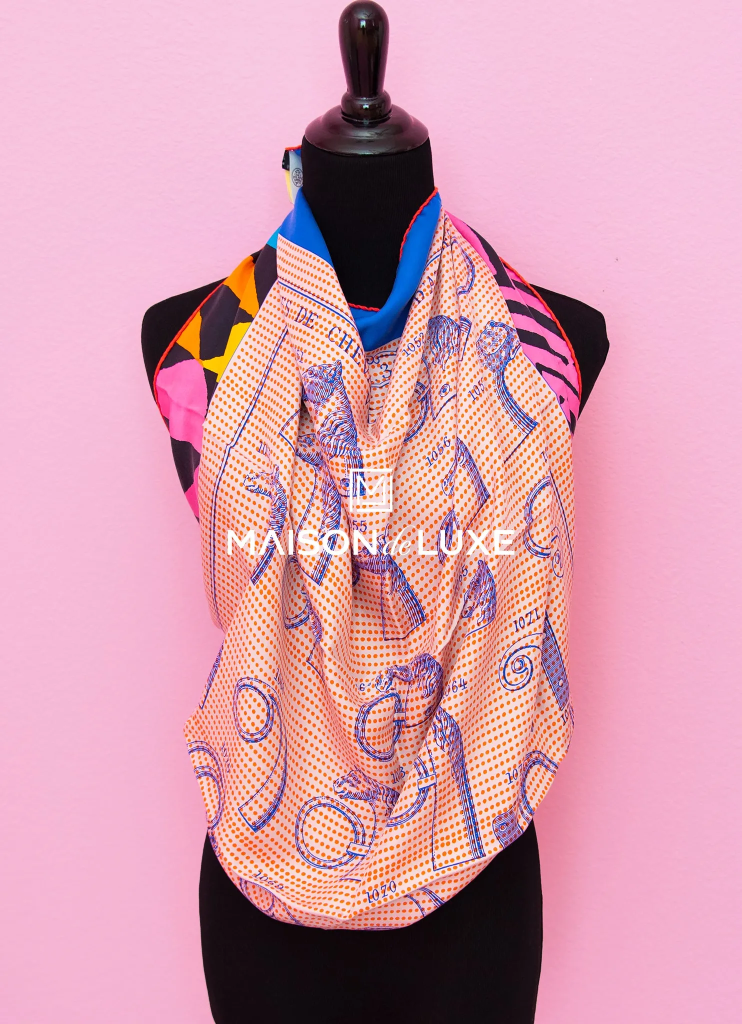 Hermes "Manufacture de Boucleries Detail" Pink Wash Twill Silk 90 cm Scarf